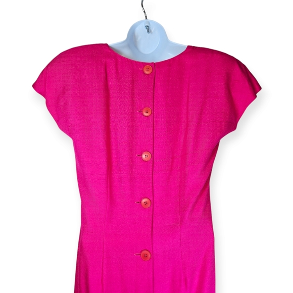 St Gillian Kay Unger pink raw silk sheath dress Womens 10 - Picture 4 of 10